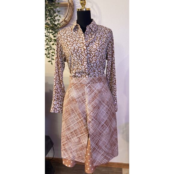 Marni Envelope Hem Skirt Plaid Polka Dot Designer Mod Vintage Power Skirt Read - Picture 8 of 9